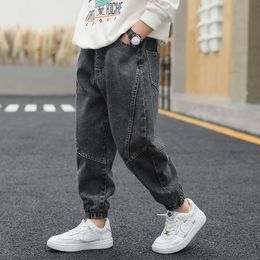 Jeans Children s Clothing Casual For Boy Pants Denim Cotton Autumn Winter Elastic Waist Kids 4 6 8 10 12 Year 230224