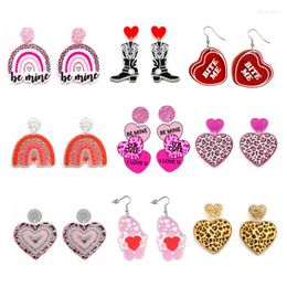 Dangle Earrings Fashion Valentine's Day Trendy Sequins Heart Acrylic For Women Sexy Glitter Red Lip Drop Earring Gift Jewellery