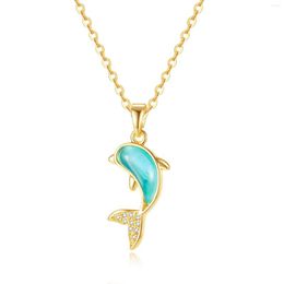Pendant Necklaces Fashionable Zircon Dolphin Necklace Women's Small Group Design Light Luxury Copper
