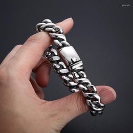 Link Bracelets Chain Rock Glossy Bracelet Men's Stainless Steel Polished Silver Punk Jewellery Gift