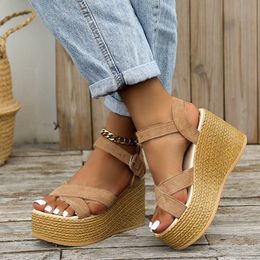 Sandals Women Sandals Wedge Fashion Shoes Open Toe Women Shoe Sexy Round Toe Ladies Shoes Thick Bottom Walking Shoes Slipper Footwear Z0224