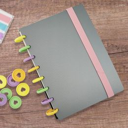 Creative A5 Mushroom Hole Silver Grey Stripe Notebook Cover Index Page Diary Planner Paper Category Stationery