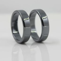 Cluster Rings 2023 Fashion Jewelry Grade Quality Smooth 6 Mm Width Flat Hematite (1 Piece ) HR1002