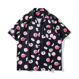 Men's Casual Shirts Dark Fruit Full Printed Hawaiian Shirt Men Summer Thin Cool Soft Material Retro Shirt Women Z0224