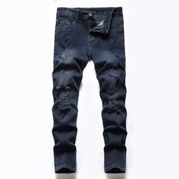 Jeans Children Four Seasons Boys Casual Straight leg Ripped Stretch Denim Trousers big Kids Washed Basic Clohtes 6 16 230224