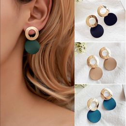 Dangle Earrings Korean Simple Hollow Geometric Wavy Disc For Women Girls Fashion Arc Metal 2023 Trendy Female Jewellery