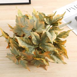Decorative Flowers Artificial Plant Maple Tree Home Background Wall Decoration Green Radish Wedding Set Fake Leaves