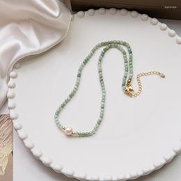 Choker Minar Minimalist Green Colour Natural Stone Beads Chains Necklaces For Women Freshwater Pearl Burmese Jade Necklace Gift