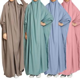 Ethnic Clothing Hooded Abaya Muslim Women Prayer Garment Hijab Dress Arabic Robe Overhead Kaftan Khimar Jilbab Eid Ramadan Gown Islamic Clothes 230224