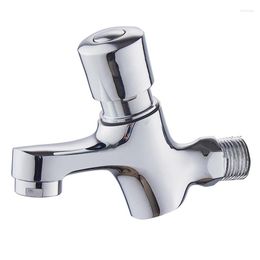 Bathroom Sink Faucets Wall-mounted Delay Faucet Copper Chrome Plated Single Cold Basin Push Button Tap