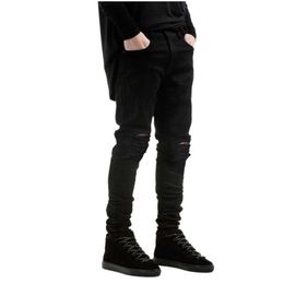 Men's Jeans New Men Black Ripped Skinny Jeans Hip Hop swag Denim Scratched Biker Jeans Joggers pants Famous Brand Designer Men Trousers Z0225