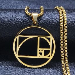 Pendant Necklaces Math Fibonacci Sequence Necklace Stainless Steel Gold Colour Women/Men Minimalist Jewellery Colares NXH401S02