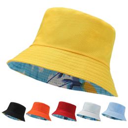 Wide Brim Hats Parent-child Bucket Hat Children's Cap Outdoor Solid Colour Sun Hats for Women Kids Double-sided Fisherman Hat Beach Cap Bonnet G230224