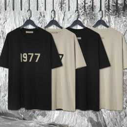 Men's T-Shirts ESSTENTIALS Top Quality 1977 Flocked T-Shirt 100% Cotton Tee Hip Hop Loose Men Women Short Sleeve T-Shirts Oversized sports Wear 230225