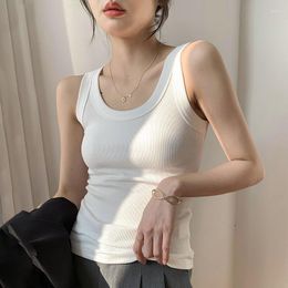 Camisoles & Tanks Women's Tank Tops Summer Cotton Sleeveless Vest Black Elastic Fabric Underwear Girls Fashion Female Seamless Camisole