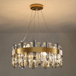 Chandeliers Round Design Luxury Crystal Chandelier Gold Foyer Lights LED Supension Luminare Bedroom Lamp AC110V 220V