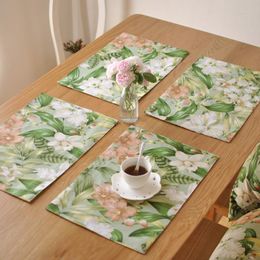 Table Mats & Pads Cotton Printed Floral Placemats Spring Seasonal Decorations Rustic Washable Set Of 4 For Dining Tables 221675HTRMats