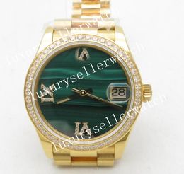 box DateJust 31mm Crystal Women's Automatic 2688 EWF Factory Fluted Bezel Green Dial with Roman 18K Yellow Gold Plated Solid Diamond Crested Ladies Wristwatches
