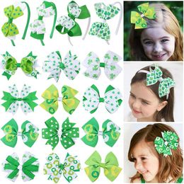 Hair Accessories 3Pcs St. Patrick's Day Clip For Baby Girls Handmade Clover Bows Hairpins Kids Clothes Decoration Girl Headwear