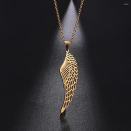 Chains My Shape Hollow Angel Wing Pendant Necklace For Women Men Gold Color Stainless Steel Choker Link Chain Fashion Jewelry