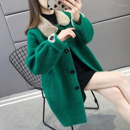 Women's Trench Coats Mink Velvet Sweater Coat Women Winter Warm Thick Cotton 2023 Korean Long Outwear Jacket Sleeve Parkas