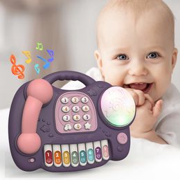 Toy Walkie Talkies Baby Toys 13 24 Months Musical Piano Girls Mobile Phone Music Toy for Children 1 Year Kids Educational Phone Toy Birthday Gifts 230225