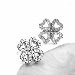 Stud Earrings Flower 925 Sterling Silver Petals Of Love Clear CZ Fine Jewelry For Women Wedding Engagement Gift