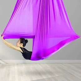 Yoga Stripes 1 Set Nylon Aerial Yoga Hammock Highstrength Portable Stretchy Antigravity Soft Aerial Hammock for Home J230225