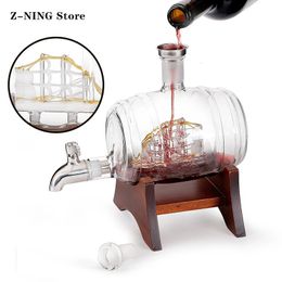 Wine Glasses 1000ml Creative Barrel Shape Dispenser Bottle Holder Whiskey Set Decanter Hand Blown 230225