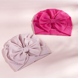 Hats Soft Elastic Baby Hat With Bow Born Girls Turban Solid Colour Infant Cap Beanies Toddler Grils Headwraps