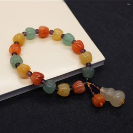 Strand Natural Stone Agate Charm Onyx Bracelet Colorful Green Pepper Shaped Gourd Loose Beads Reiki DIY Jewelry Making Gifts