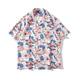 Men's Casual Shirts Dark Floral Full Printing Vintage Street Men Women Hawaiian Shirts Summer Thin Cool Soft Material Man Blouse Z0224