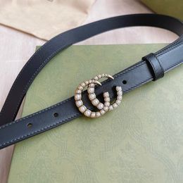 Top Pearl Buckle Belts Real Leather Black White Women Three Widths Designer Lady Belt