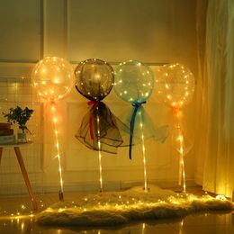 20Pcs LED Light Up BOBO Balloons Novelty Lighting Set 20in Transparent Glows Bubbles Partys Decors crestech168