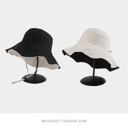 HBP Double-sided Wide Brim Bucket Hats Hat Female Korean Version Tide All-match Japanese Sunshade Sunscreen Summer Sun Cap P230327