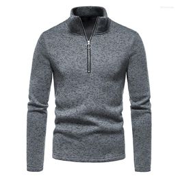 Men's T Shirts Spring Long Sleeve Men's Stand Collar Sweater Placket Half Zipper Pullovers Solid Bottoming Casual Shirt For Men