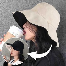 Wide Brim Hats Summer Women Double-sided Bucket Hats Fashion Big Brim Foldable Solid Sun Hat Outdoor Beach Visor Caps Fisherman Cap for Travel G230224