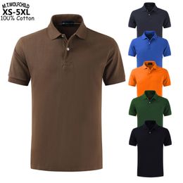 Men's Polos 100% Cotton Top Quality Summer Men's Polo Shirts Sportswear Tees XS-5XL Solid Colour Short Sleeve Polos Homme Fashion Clothes 230225