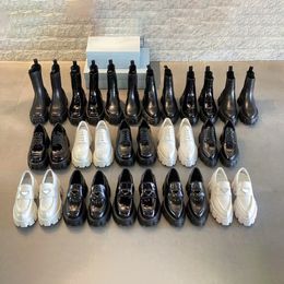 Nubuck Leather Monolith Loafers Gear Platform Platform Shoes Wedding Party Premium Leather Platform Flats Triangle Logo Slip-on Heightened Shoe Strap Box