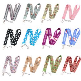 10 Pcs / Lot Fashion Accessories Nursing Design Tooth Neck Strap Polyester Cartoon Nurse Medical Print Lanyard For Healthcare Worker Accessories