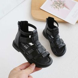 Sandals 2022 Summer Girls Shoes Leather Fashion Toddler Gladiator Sandals Baby Girls Sandals High Top Roman Sandles For Girls Z0225