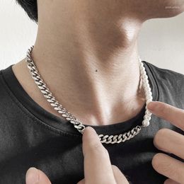 Choker Hip-Hop Punk Cuban Chain Necklace Stitching Pearl Beaded Necklaces For Women Men Party Jewellery On Neck Collar Gifts
