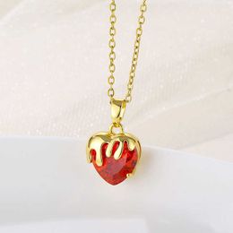 Jewelry Zircon Love Necklace Women's Stainless Steel Heart Crystal Collar Chain Small Heart Necklace