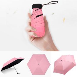 Umbrellas Mini Umbrella Rain Women Windproof Durable 5 Folding Sun Umbrellas Portable Sunscreen Female Parasol Umbrella Lightweight Pocket 230224