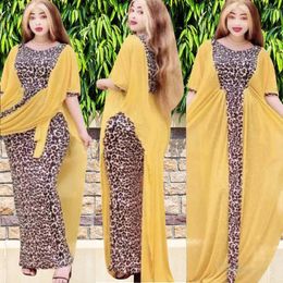 Ethnic Clothing Dress 2023 Ladies African Leopard Print Evening Party Maxi For Women Voile Elegant Long Robe Summer Spring