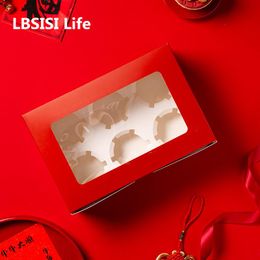 Gift Wrap Life 10pcs Chinese Year Cupcake Box Spring Festival Christmas Party Egg Yolk Crisp Chocolate Packaging Favours Red BoxGift