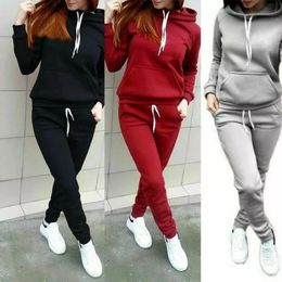 Women's Two Piece Pants Women Hoodies Sports Tops Pants Tracksuit Sweatshirt Sweat Suit Jogging Set 230225