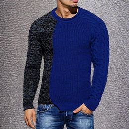 Men's Sweaters Trendy Men Autumn Sweater Colour Matching Thermal Elastic Thick Casual