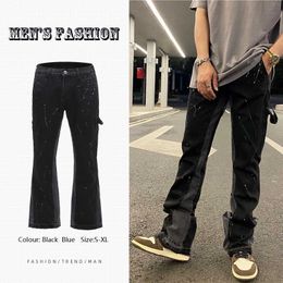 Men's Jeans Fashionable Mens Jeans Stitching Design Hiphop Style Splash Ink Slim Trousers Men Streetwear Brand Clothing Z0225