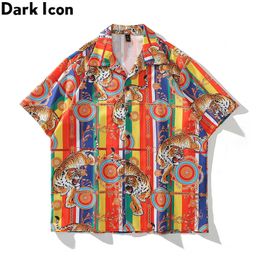 Men's Casual Shirts Dark Baroque Tiger Street Fashion Men's Shirt Summer Thin Material Shirts for Men Male Top Z0224